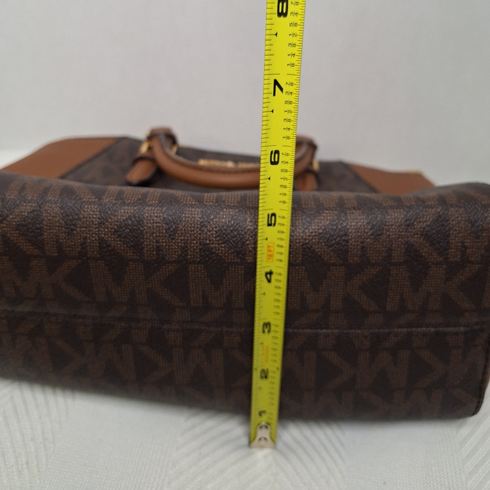 Michael Kors Ciara Womens Tan & Brown Signature Monogram Logo Satchel Bag Medium - Picture 13 of 16
